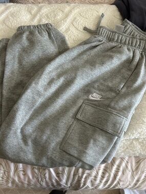 Nike Kids Grey Cargo Joggers with White Logo